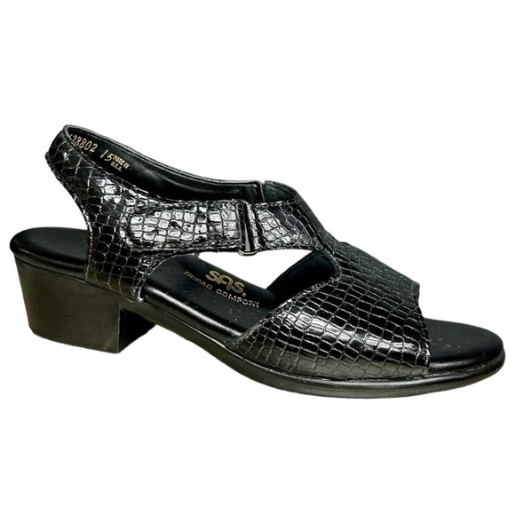 SAS Tripad Comfort Black Leather Sandals, Size 6 - Picture 1 of 11